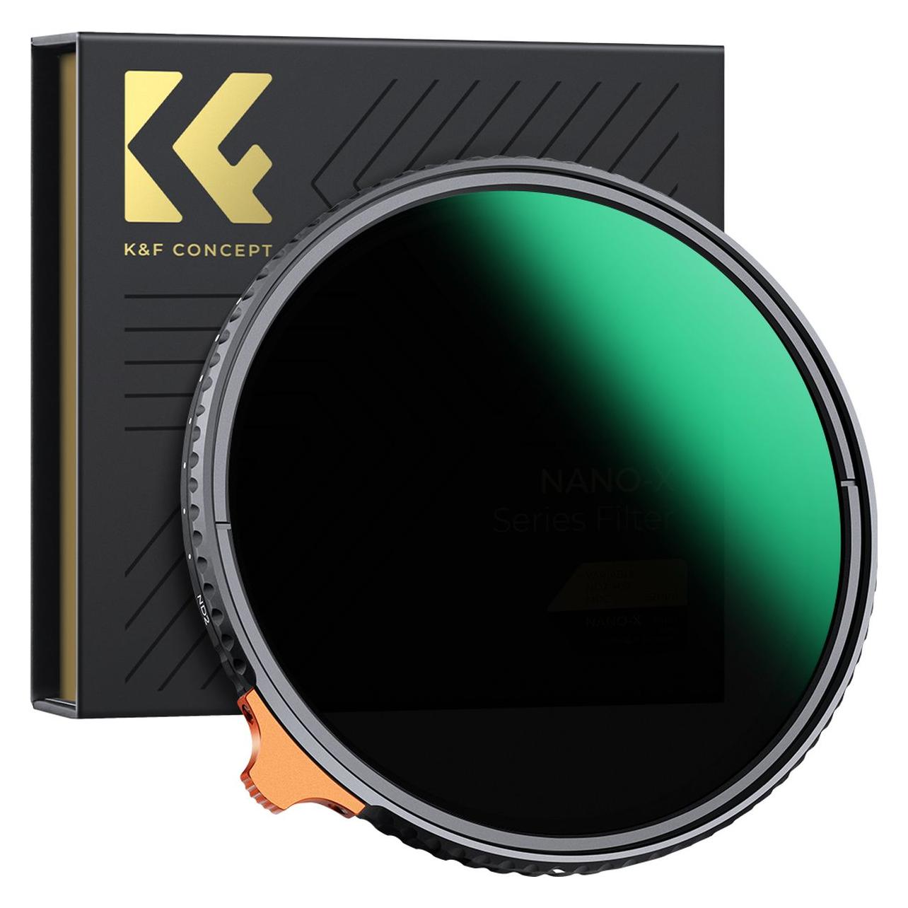 K&F Concept Variabel Nd-filter ND2-400 (67 mm, Nd / Grijsfilter), Lensfilter, Grijs