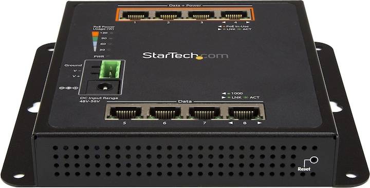 Produktbild StarTech 8 Port POE Managed Ethernet Switch - 30W per PoE+ Port - Industrieller managed Wandmontage Netzwe... (8 Ports)