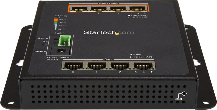 Actual product image StarTech 8 Port POE Managed Ethernet Switch - 30W per PoE+ Port - Industrial Managed Wall Mount... (8 Ports)