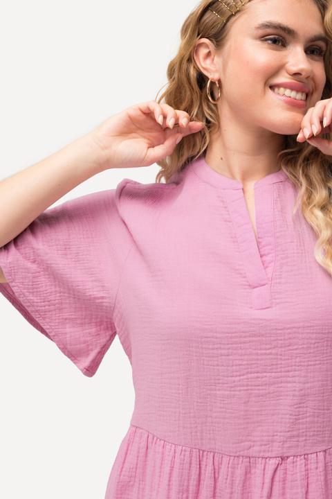 Produktbild Ulla Popken Musselin-Kleid, A-Linie, Tunika-Ausschnitt, Halbarm (50, 52)
