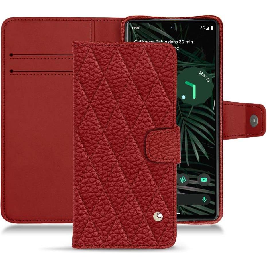 Noreve Lederschutzhülle Wallet (Google Pixel 6 Pro), Smartphone Hülle, Rot
