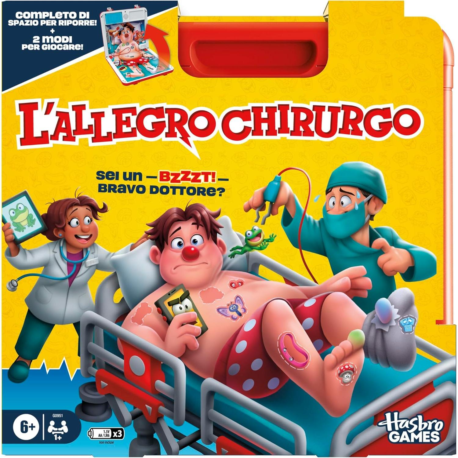Hasbro Gaming Doktor Bibber elektronisches Brettspiel in einer Tragebox (Italiano)