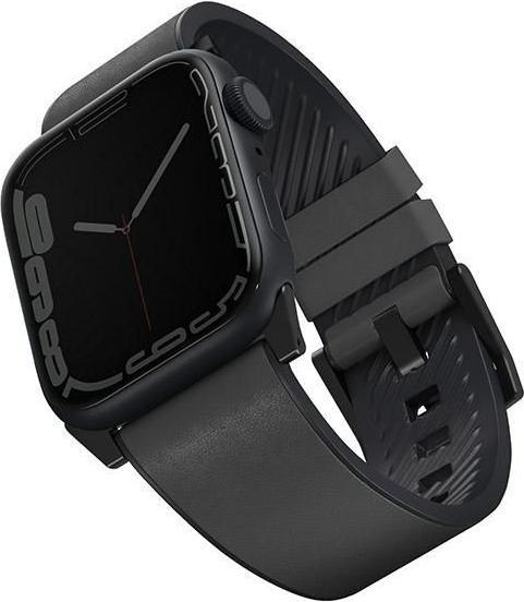 Actual product image Uniq Apple 4/5/6/7/8/SE/ULTRA Smart Watch Strap, Black, 42/44/45mm (42 mm, 44 mm, 45 mm, Silicone, Eco-leather)
