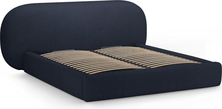 Actual product image Micadoni Boucle Storage Bed with Headboard, "Ovalo", Dark Blue, 234x270x96 Made in Europe (180 x 200 cm)
