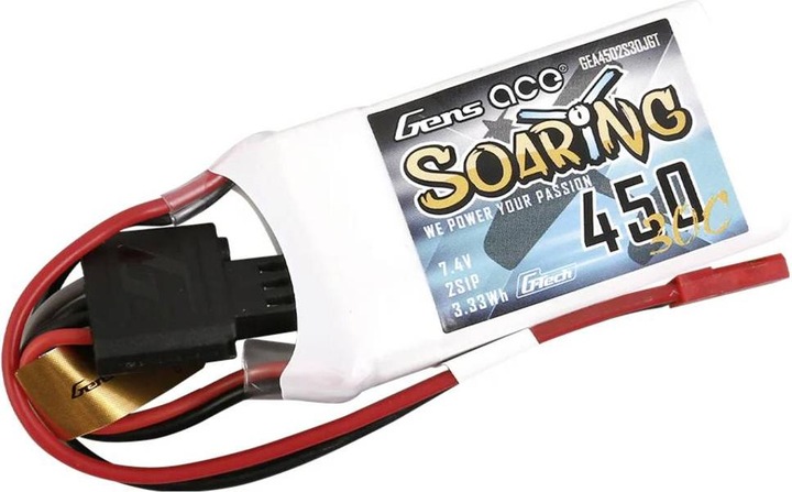 Actual product image Gens Ace Battery G-Tech Soaring 450mAh 7.4V 30C 2S1P JST-SYP (7.40 V, 450 mAh)