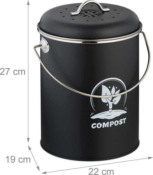 Immagine prodotto Relaxdays Komposteimer mit Geruchsfilter 5,5 Liter (5.50 l)