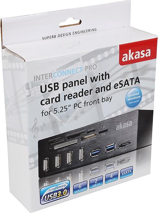 Produktbild Akasa AK-HC-05BK Internal 6-Port Card Reader 5,25 - black (eSATA)