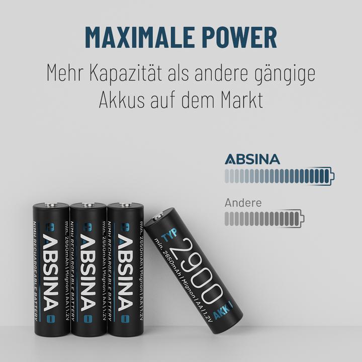 Actual product image Absina Mignon (AA)-Akku NiMH 1.2 V 8 St. (8 pcs., AA / LR6 / LR06 / Mignon / R6 / R14505, HR6, 2650 mAh)