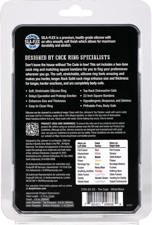 Immagine prodotto Doc Johnson The Code - Silicone Cockring with Bandana - White (4.60 cm)