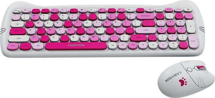 Productafbeelding Canyon Computertoetsenbord HSET-W6 NL Toetsenbord+Muis Kitty Edition AAA+ Draadloos Roze (104 Sleutels)