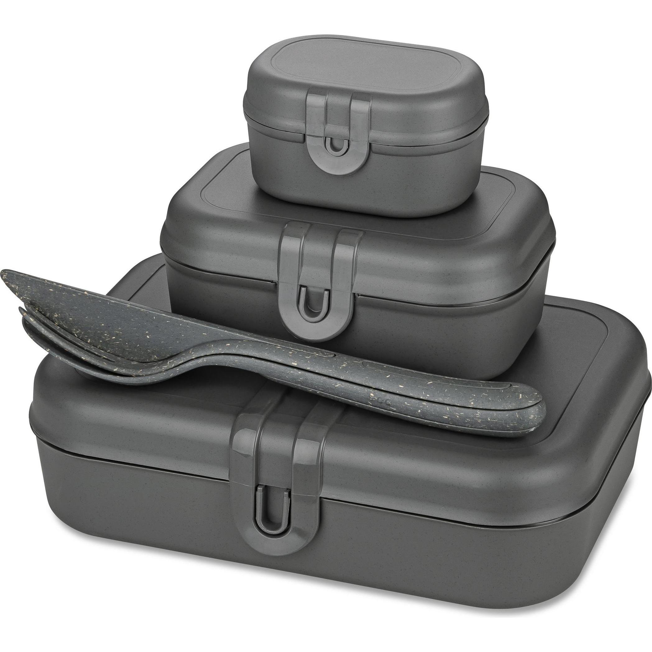 Koziol Lunchbox Pascal Ready 4-teilig, Dunkelgrau, Lunchbox, Grau