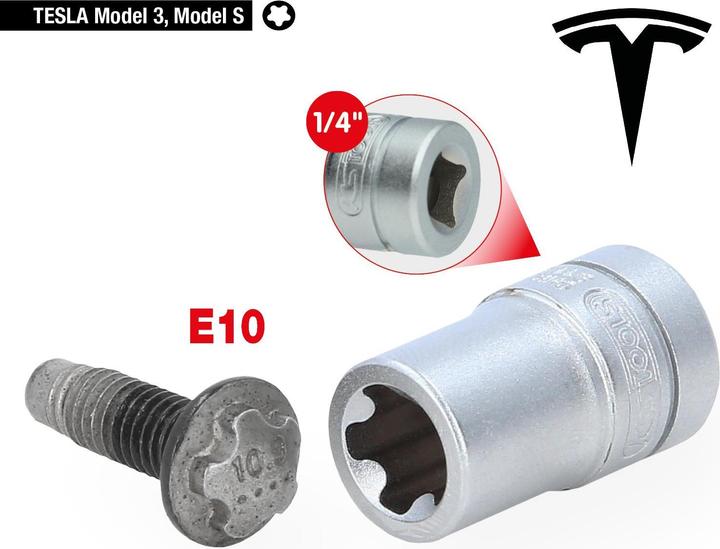 Actual product image KS Tools 1/4" special profile socket for Tesla, E10