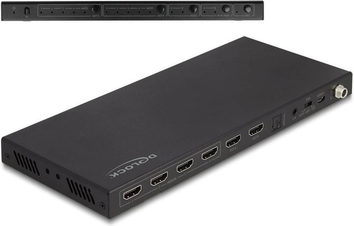 Produktbild Delock HDMI Matrix Switch 4 x HDMI in zu 2 x HDMI out 4K 60 Hz mit Audio Extraktor