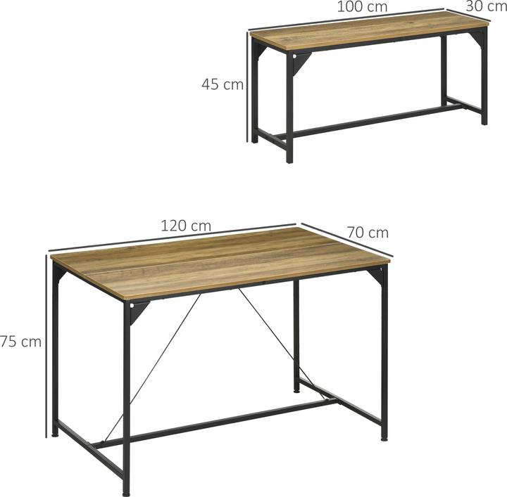 Produktbild Homcom Esstisch Set mit 2 Bänken
