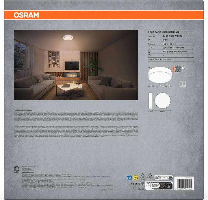Produktbild Osram ORBIS PARIS 400 mm 2XE27 WT (E27)