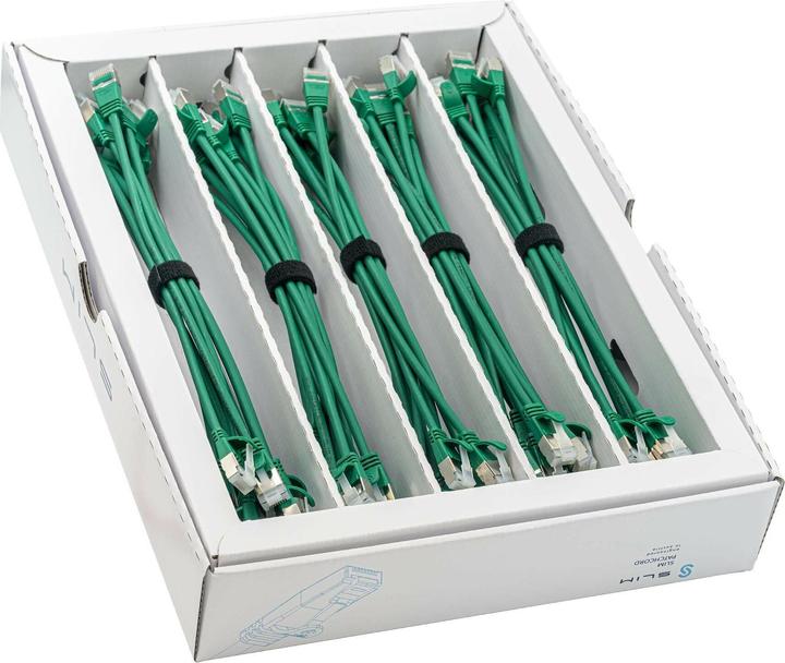 Produktbild SLIM Slimpatchkabel RJ-45, Cat 6A, U/FTP, 0.25 m, Grün, 50-Pack (U/FTP, CAT6a, 0.25 m)