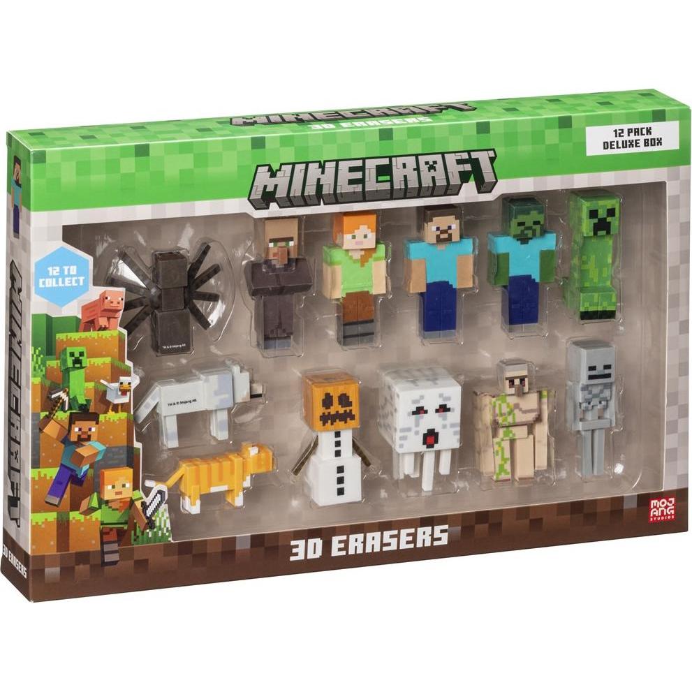 Pmi Kids World Minecraft 3d Erasers - 12 Pack Deluxe Box