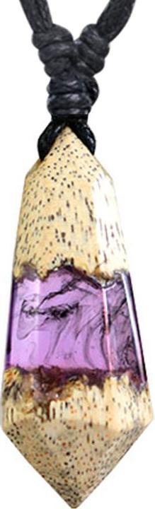 Image du produit Star Piercing Collier noir pendentif cristal coloration époxy violette en bois de tamarin (sans laiton, Organique)