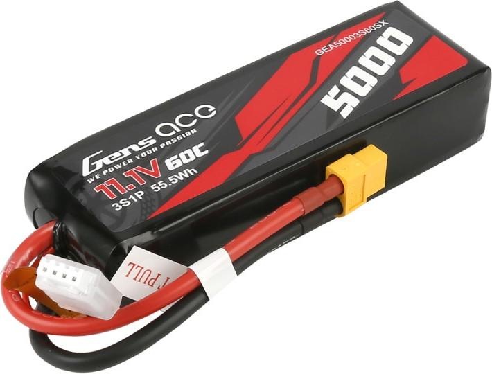 Immagine prodotto Gens Ace Accumulatore 5000mAh 11.1V 60C 3S1P Shorty XT60 (11.10 V, 5000 mAh)