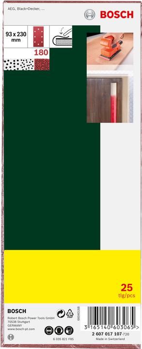 Produktbild Bosch Zubehör Schleifblatt-Set für Schwingschleifer, 25-teilig, 8 Löcher, 93 x 230 mm, 180 (180)