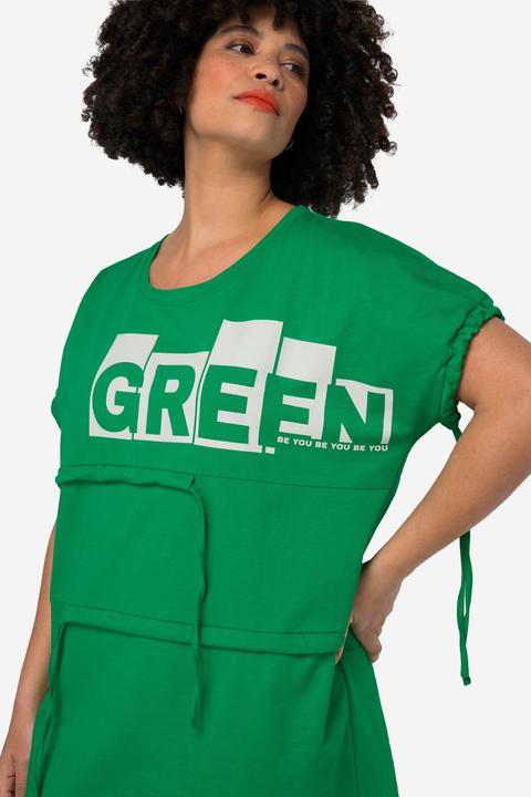 Image du produit Angel of Style T-shirt long oversized à message imprimé et col rond. Rubans à fronces (54)