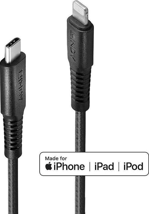 Image du produit Lindy 31286 Câble Lightning 1 m noir (1 m, USB 2.0)