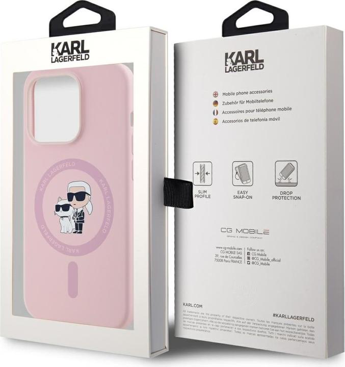 Actual product image Karl Lagerfeld Liquid Silicone Karl and Choupette MagSafe Case for iPhone 14 Pro Pink (Apple iPhone 14 Pro)