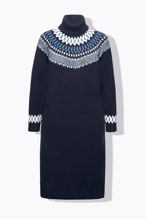 Produktbild Ulla Popken Strickkleid, Norwegermuster, Rollkragen, Langarm (42, 44)
