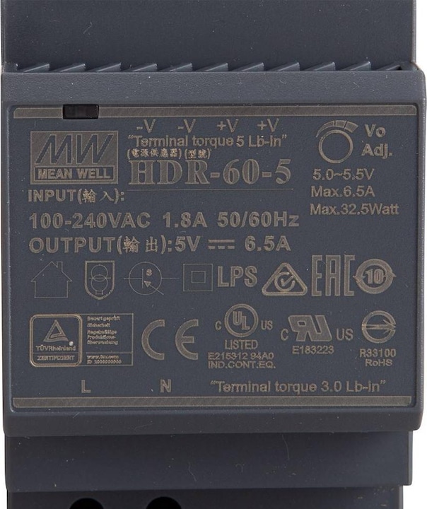 Image du produit MeanWell Alimentation rail DIN 5 V/DC 6.5 A 32.5 W 1 x