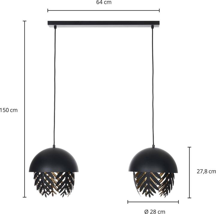 Actual product image Lucande Aparas 2 pendant light Black/Gold (E27)