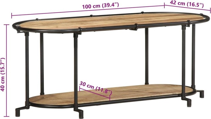 Image du produit VidaXL Armoire TV Lowboard Meuble TV Meuble en bois de manguier brut (100 x 42 x 40 cm)