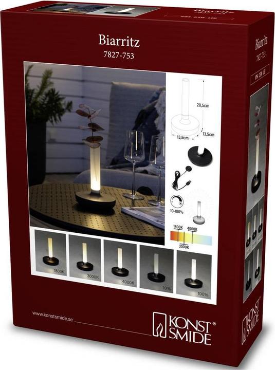 Produktbild Konstsmide Akku-Tischleuchte USB Biarritz, 1800/ 3000/ 4000 K, Schwarz