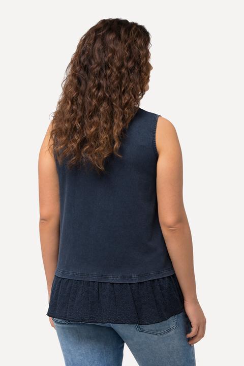 Immagine prodotto Ulla Popken Top smanicato con bordura ricamata e scollo a V (62)