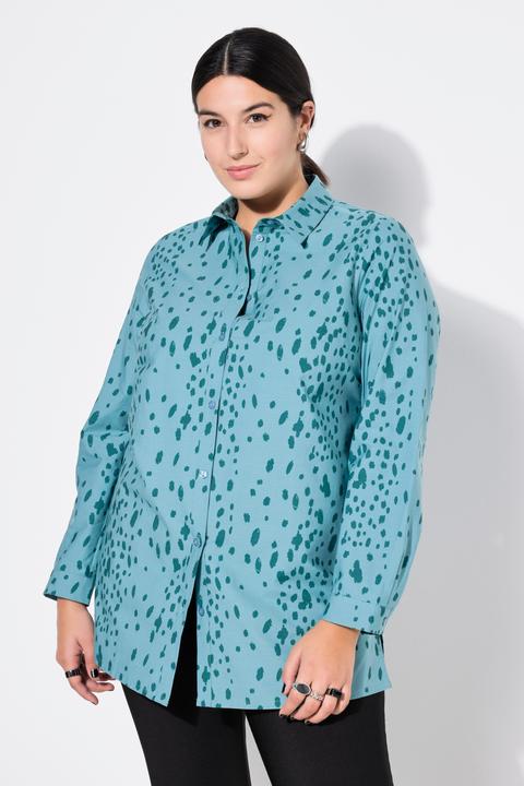Actual product image Studio Untold Speckled Print Long Sleeve Button Down Blouse (54)