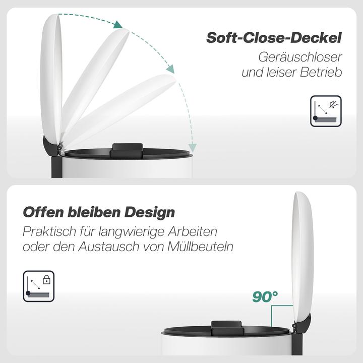 Immagine prodotto Homcom Mülleimer Metall, Kunststoff Cremeweiss (20 l)