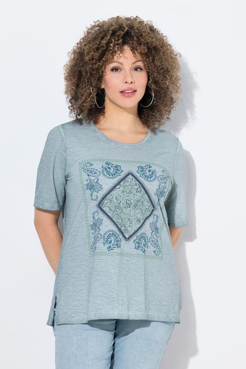 Immagine prodotto Ulla Popken T-shirt classica con brillantini, scollo a girocollo e mezze maniche (46, 48)