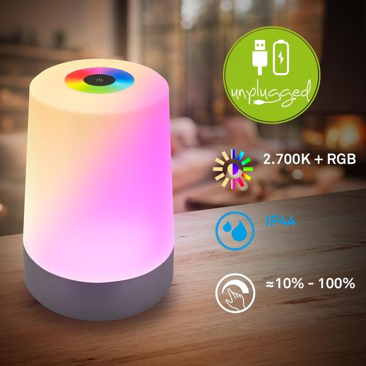 Produktbild Briloner Akku RGB+W LED Tischleuchte, Anthrazit (280 lm)
