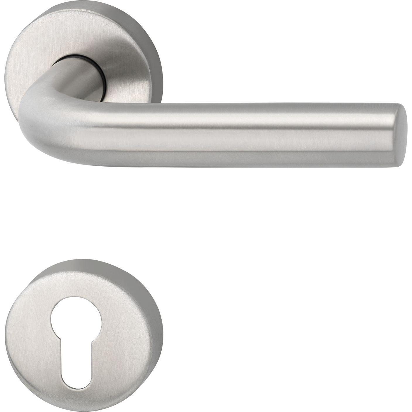 Marchesi, Türgriff + Fenstergriff, Drückergarnitur HORIZONT - auf Rosette PZ, 38 - 45, Edelstahl matt (Türgarnitur)