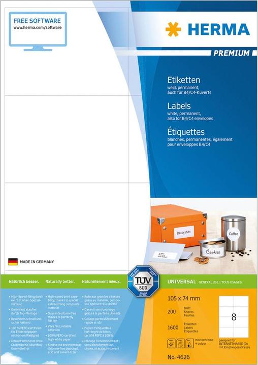 Actual product image HERMA Universal labels A4