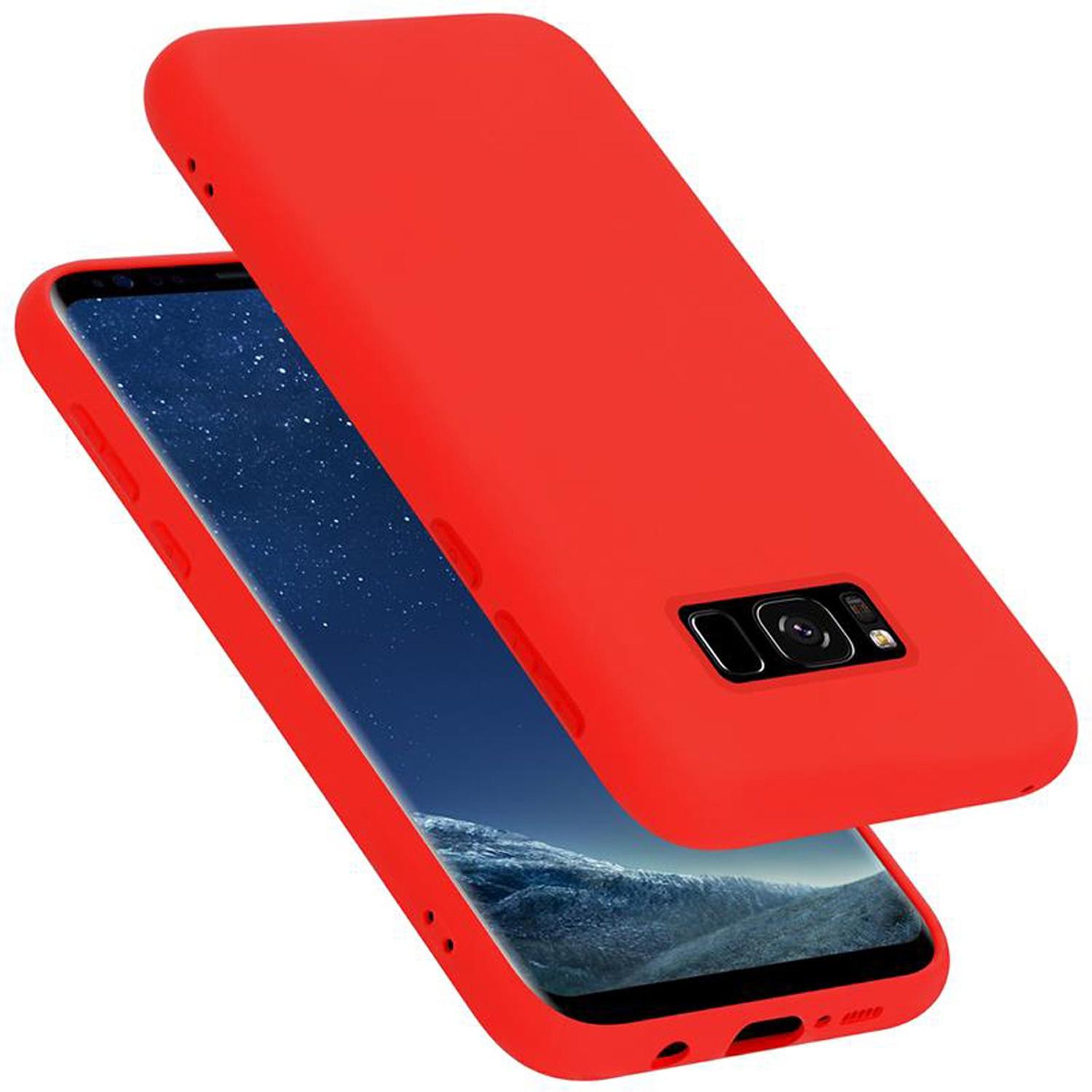 Cadorabo TPU Liquid Silicone Case Cover (Samsung Galaxy S8+), Smartphone Hülle, Rot