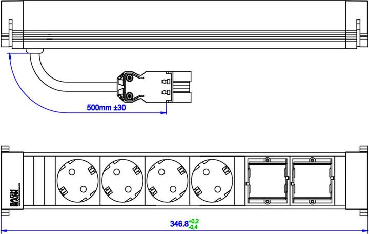Produktbild Bachmann POWER FRAME 6-way (4x, CEE 7/3, 0.50 m)