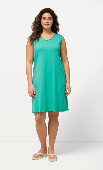 Actual product image Ulla Popken Lettuce Edge V-Neck Knit Tank Tunic Dress (54)
