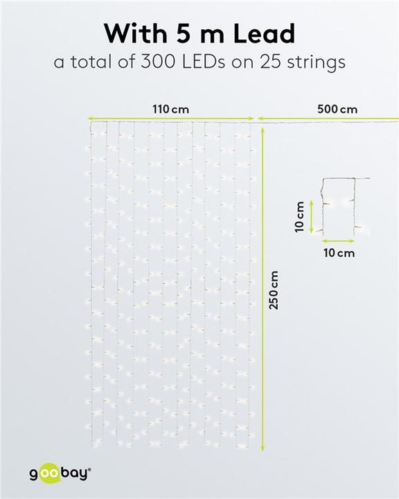 Image du produit Goobay Rideau lumineux à 300 LED (6.10 m)