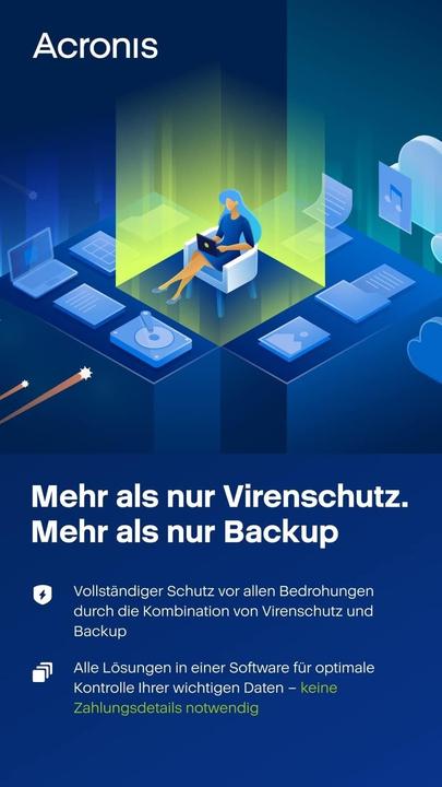 Produktbild Acronis Cyber Protect Home Office Advanced - 3 Computer + 500GB Cloud Storage - 1 year subsc (3 User, 12 Monate)