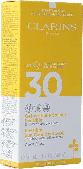 Immagine prodotto Clarins Sole - Gel-en-Huile Solaire Invisible Visage SPF30 (Crema solare viso, SPF 30, 50 ml, 72 g)
