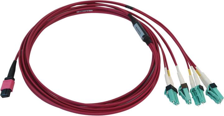 Actual product image Eaton 40/100G Multimode 50/125 OM4 Fibre Optic Cable 12F MTP/MPO-PC to 4x Duplex LC/PC F/M (3 m)