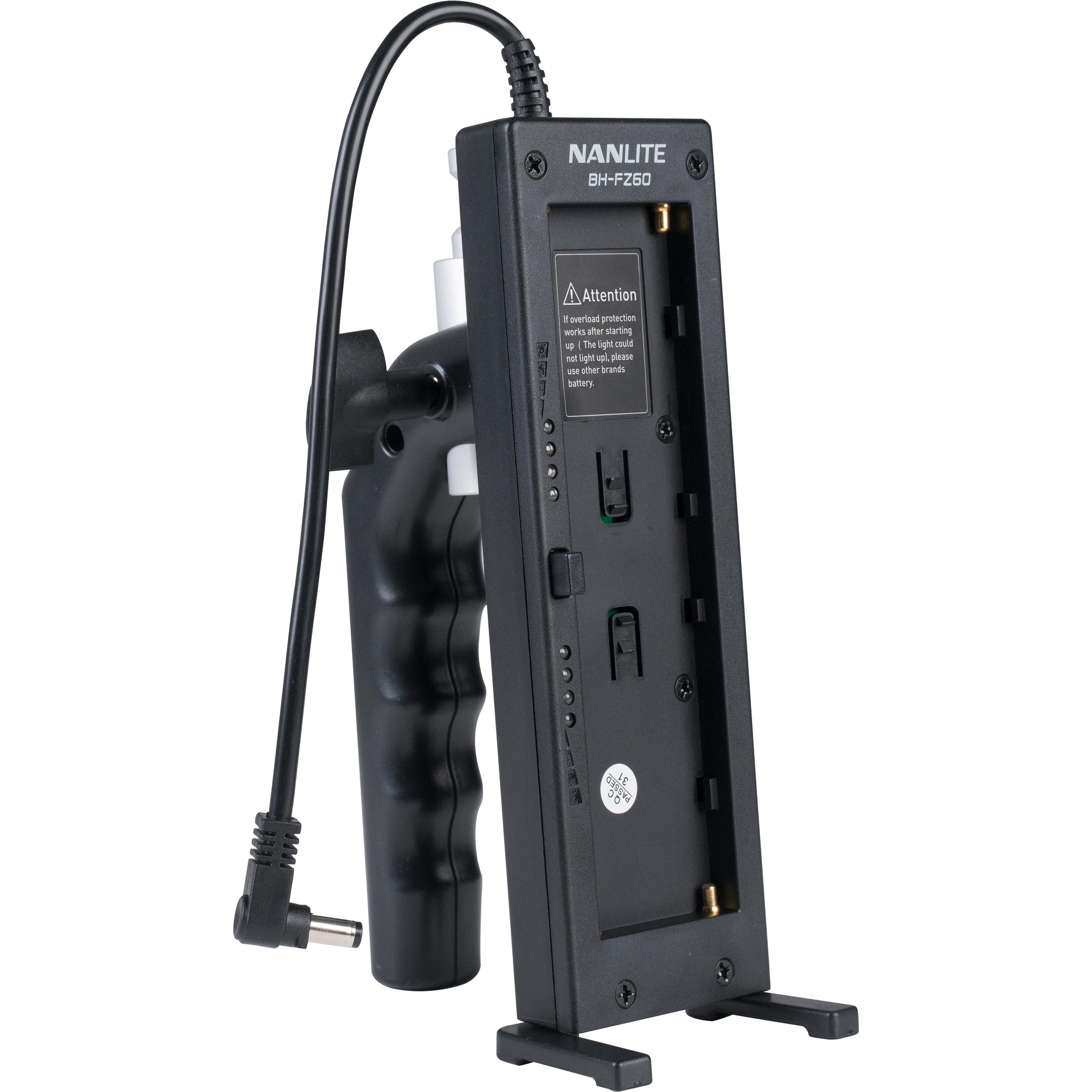 Nanlite Batteriehalterung NP-F für Forza 60/60B (Batteriegriff, Handgriff), Batteriegriff, Schwarz