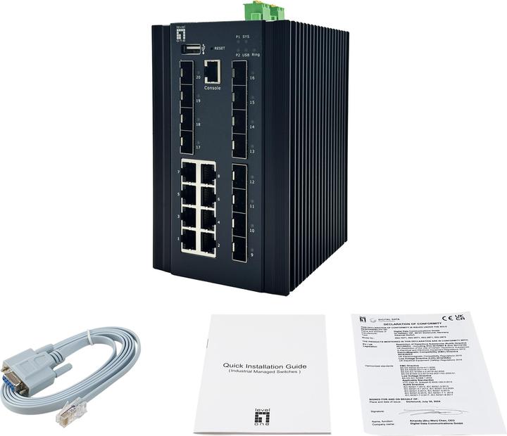 Actual product image LevelOne Switch 20x GE IGU-2072 8x 1GbE,8x 2.5GbE SFP sw (20 ports)