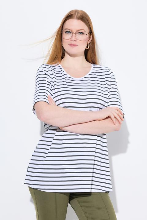 Produktbild Ulla Popken Ringelshirt, A-Linie, Rundhals, Halbarm, Pima Cotton (50, 52)