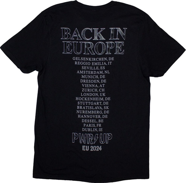 Actual product image AC/DC Unisex Adult Back In Black PWR-UP EU Tour '24 Back Print T-Shirt (XL)